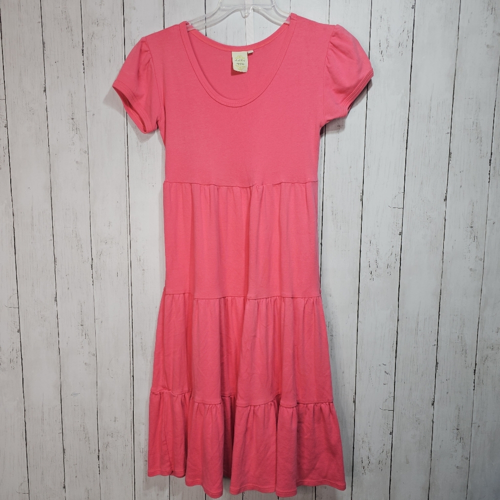 Shabby Apple Women's Pink Cotton T-Shirt Tiered Dress Size Large Short Sleeve.